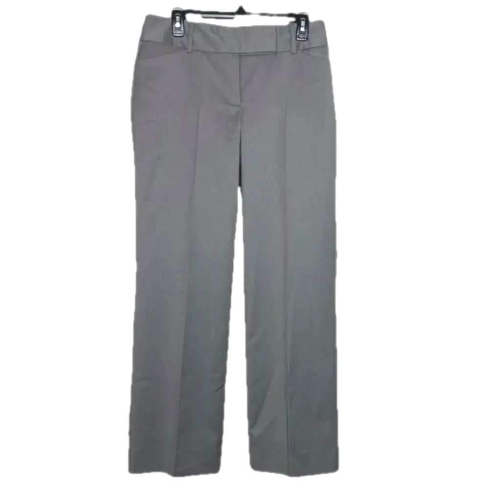 ANN TAYLOR Size 6 Wool Blend Curvy Wide Leg Taupe Pinstriped Mid-rise Trousers